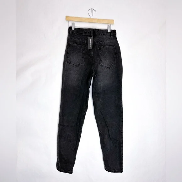 NWT PrettyLittleThing Washed Black Distressed Mom Jeans US Size 4 - Picture 7 of 16